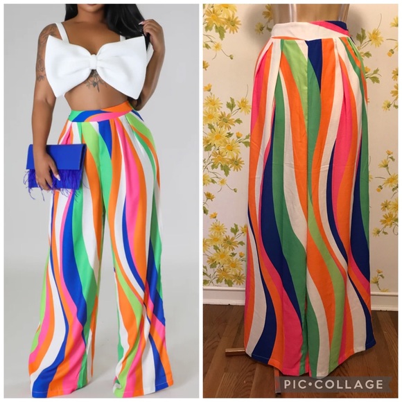 NWT Flying tomato wide leg colorful pants size M - Picture 1 of 13